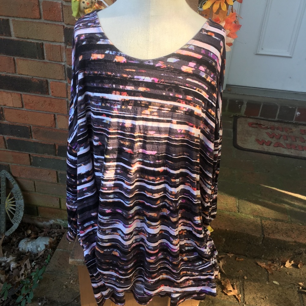 PARAPHRASE WOMENS MULTI COLOR ABSTRACT BLOUSE 3x